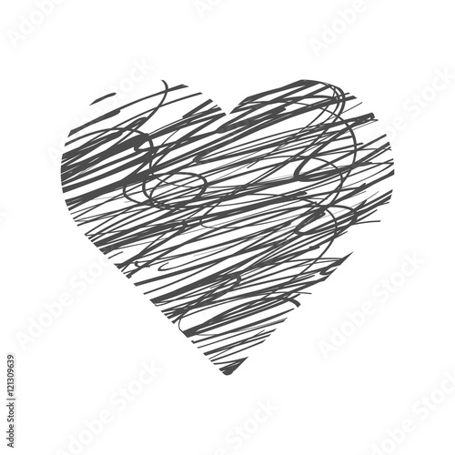 Valentine Day Hand Drawn Heart. Vector
