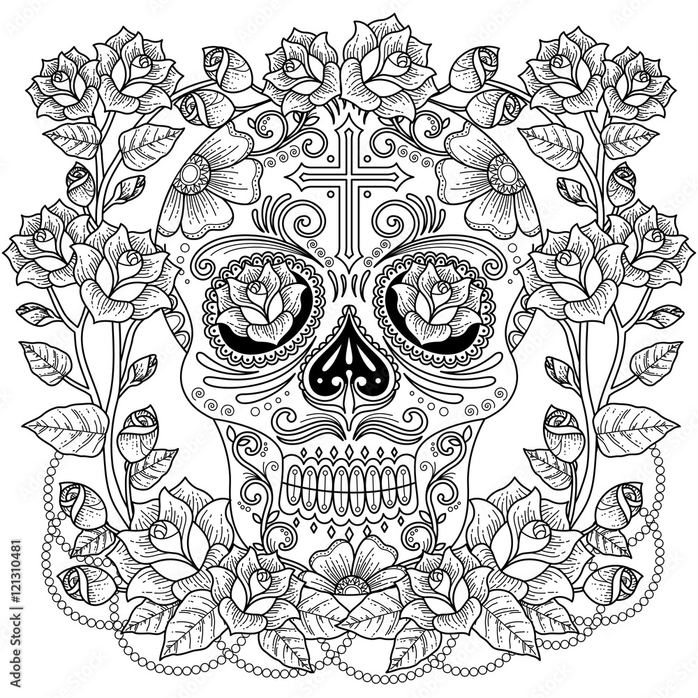 Fototapeta premium Fantastic adult coloring page