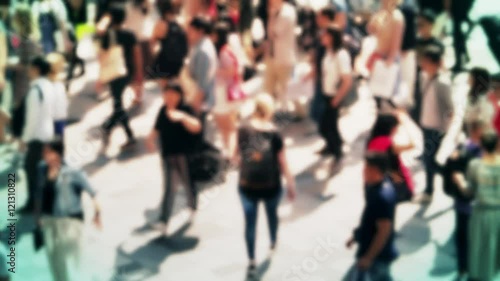 Tokyo crowded street view from above. Defocused look. 4K resolution