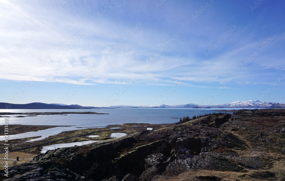 Beautiful landscape along the road of Reykjavik City