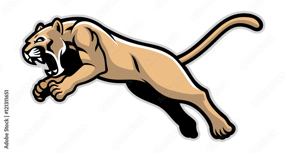 Naklejka premium skacząca maskotka Cougar