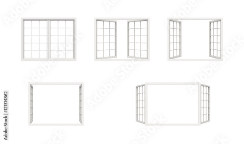 white window frame isolated on white background.
