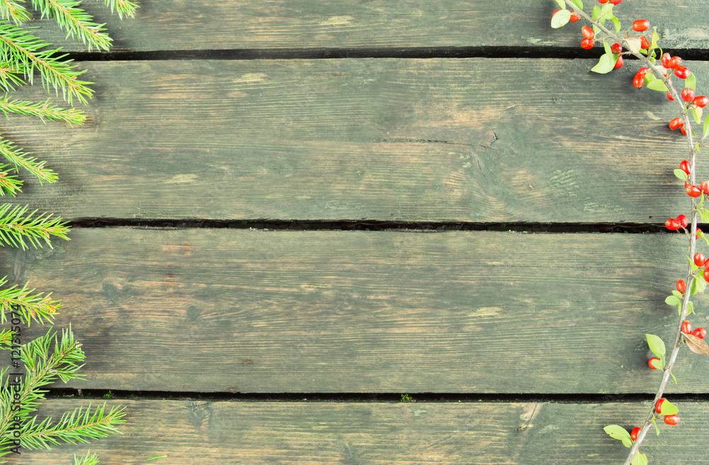 Christmas decoration on wooden boards Christmas decoration on wooden boards
