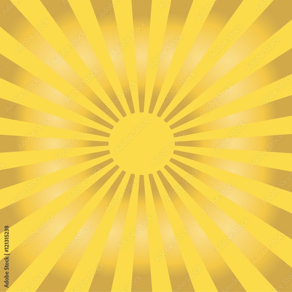 Gold rays background on yellow in retro style, vector illustration Gold rays background on yellow in retro style, vector illustration