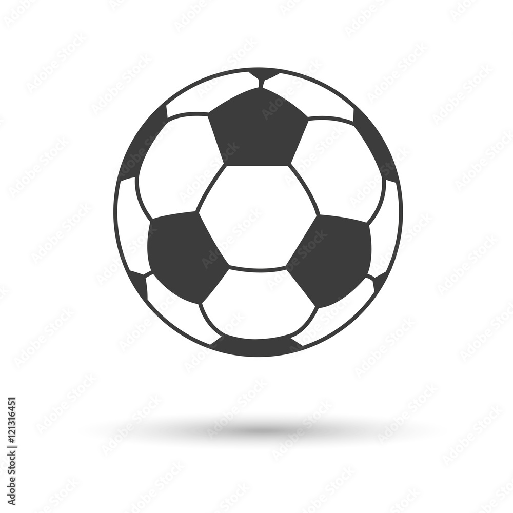 Soccer ball with shadow icon. Soccer ball with shadow Vector isolated on  white background. Flat vector illustration in black. EPS 10  Stock-Illustration | Adobe Stock