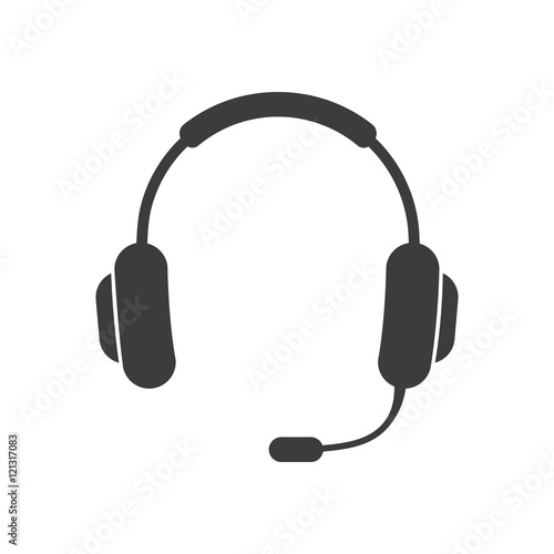 Headphone and microphone icon. Headphone and microphone Vector isolated on white background. Flat vector illustration in black. EPS 10