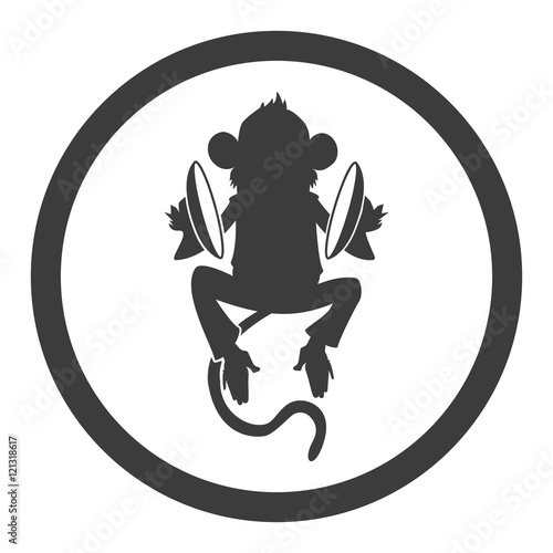 Monkey with cymbals icon. Monkey with cymbals Vector isolated on white background. Flat vector illustration in black. EPS 10