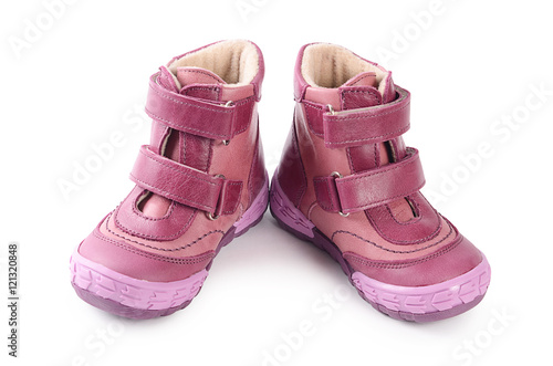 Baby autumn shoes isolated on a white background