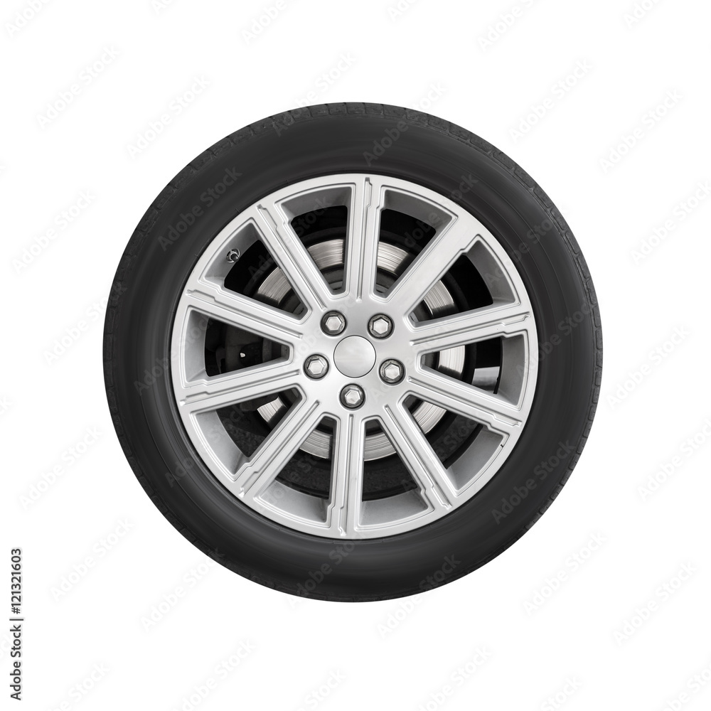 New automotive wheel on light alloy disc isolated