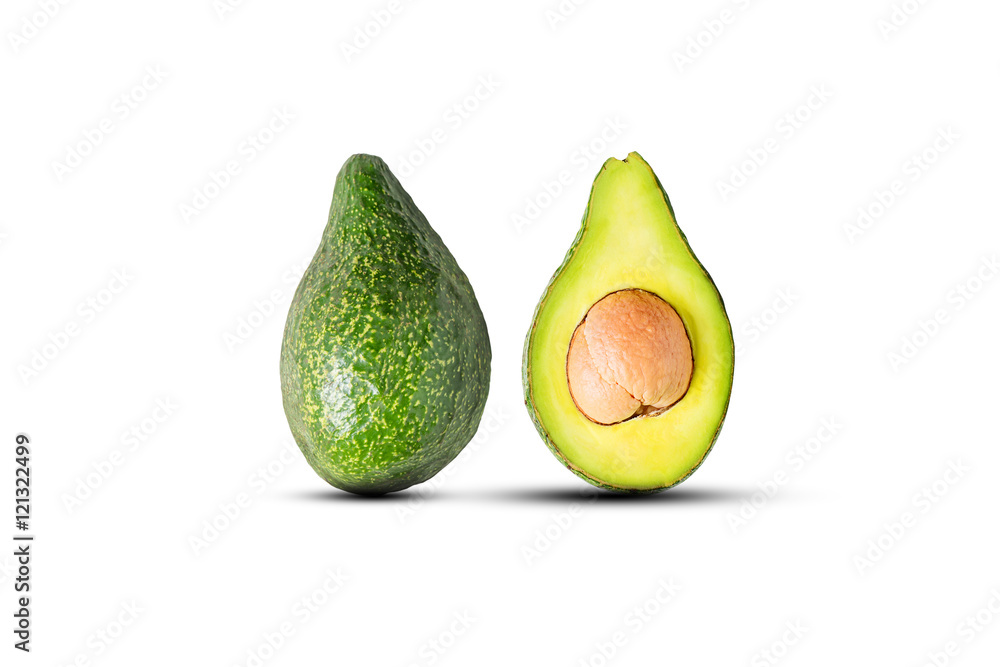 Green fresh whole avocado isolated on white Green fresh whole avocado isolated on white
