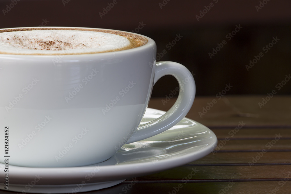 hot coffee and white cup on wood table hot coffee and white cup on wood table