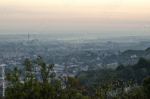 Sunrise over the city. View of the City from the High Castle, Lviv, Ukraine 