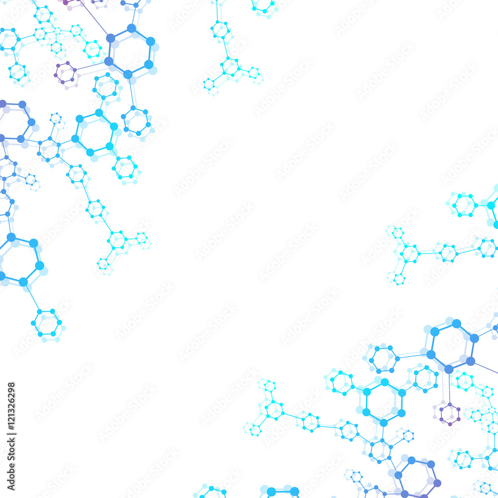 Structure molecule and communication Dna, atom, neurons. Science concept for your design. Connected lines with dots. Medical, technology, chemistry, science background. Vector illustration.