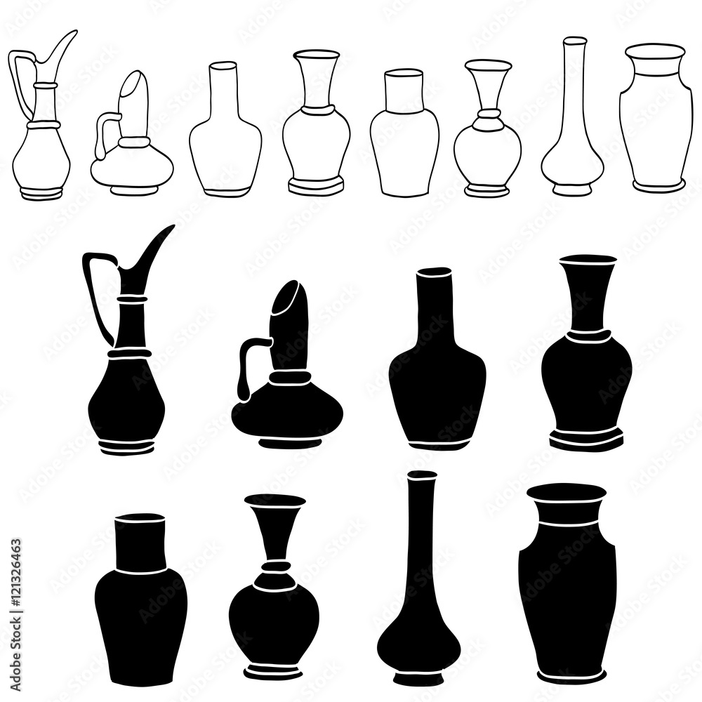 vase hand drawing set vase hand drawing set