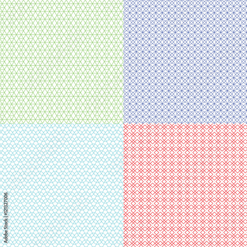 Guilloche patterns vector set for voucher, banknote, certificate and money texture