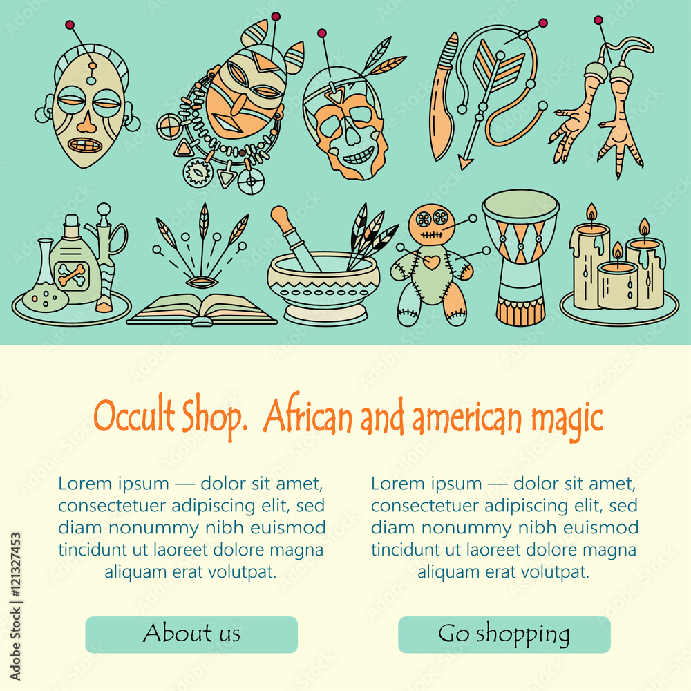 Voodoo magic web template. Mystic card with place for your text. Voodoo magic web template. Mystic card with place for your text.