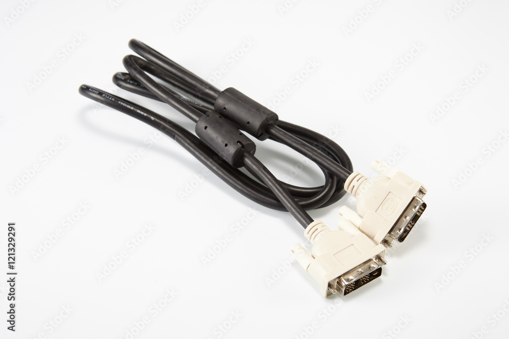 DVI wire isolated on white background, Cable head into (head) se DVI wire isolated on white background, Cable head into (head) se