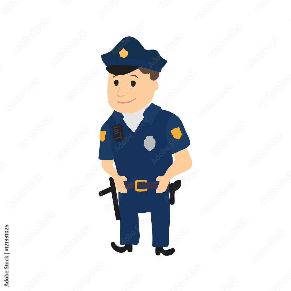 Cartoon policeman character on white background. Vector Cartoon policeman character on white background. Vector