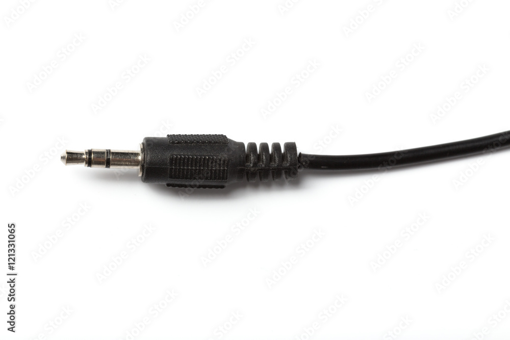 Black aux wire isolated on white Black aux wire isolated on white