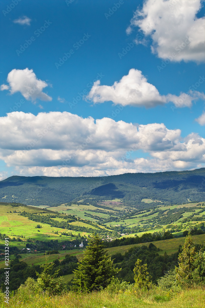 vertical landscape with views of the Carpathian Mountains