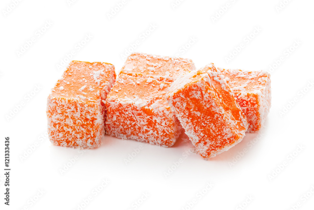 Tasty oriental sweets isolated on white Tasty oriental sweets isolated on white