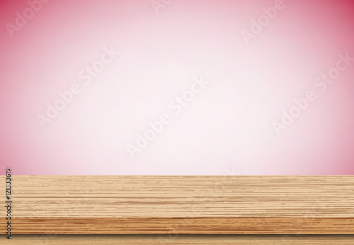 Wood table top on pink background, Use as product display montage - Vector