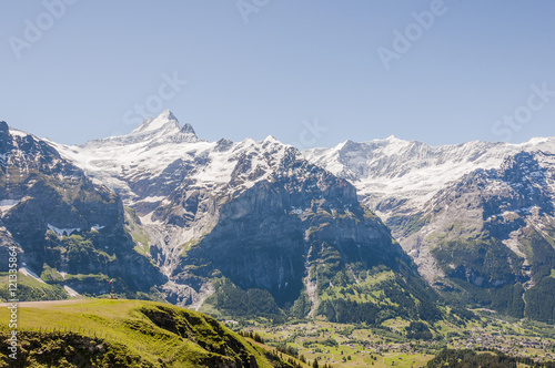 Grindelwald, Berner Oberland, Dorf, Alpen, First, Schreckhorn, Eiger, Grindelwaldgletscher, Wanderweg, Sommer, Schweiz