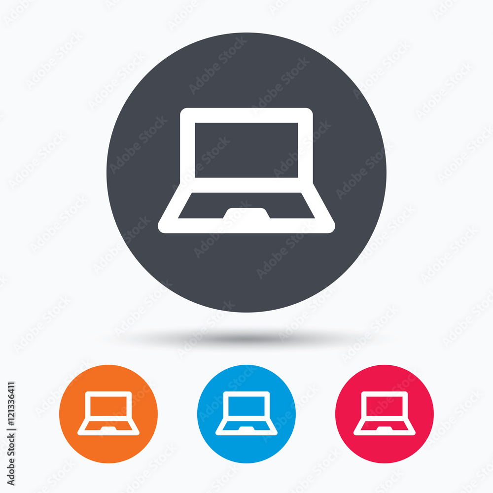 Computer icon. Notebook or laptop pc sign. Computer icon. Notebook or laptop pc sign.
