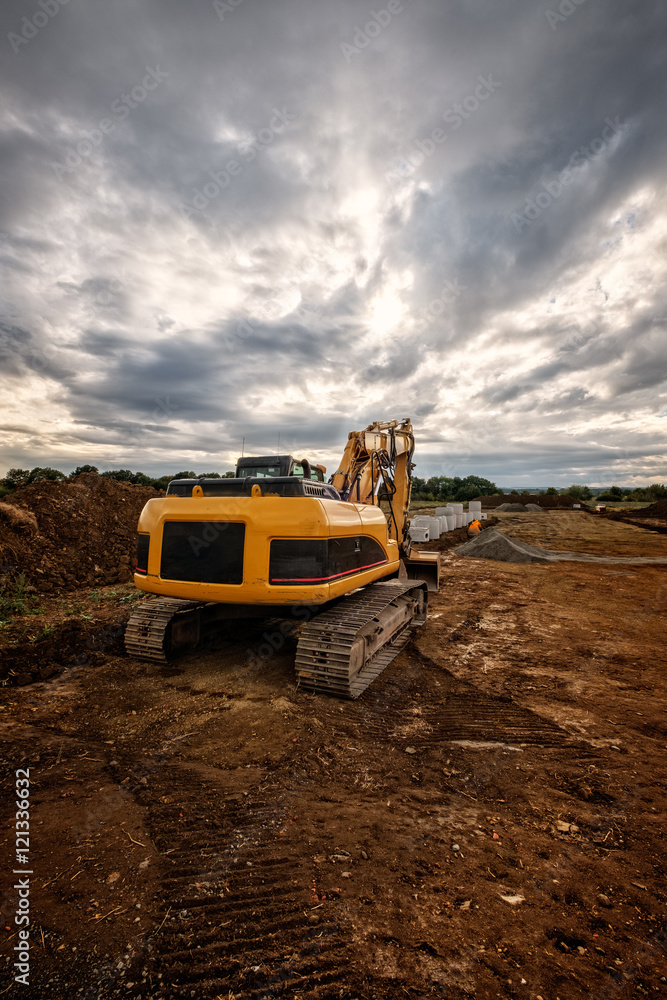 bagger auf Baustelle hdr bagger auf Baustelle hdr