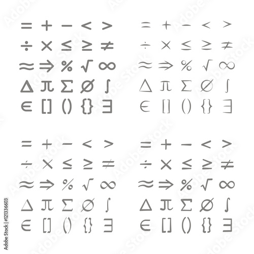 Set of monochrome icons with mathematical symbols for your design