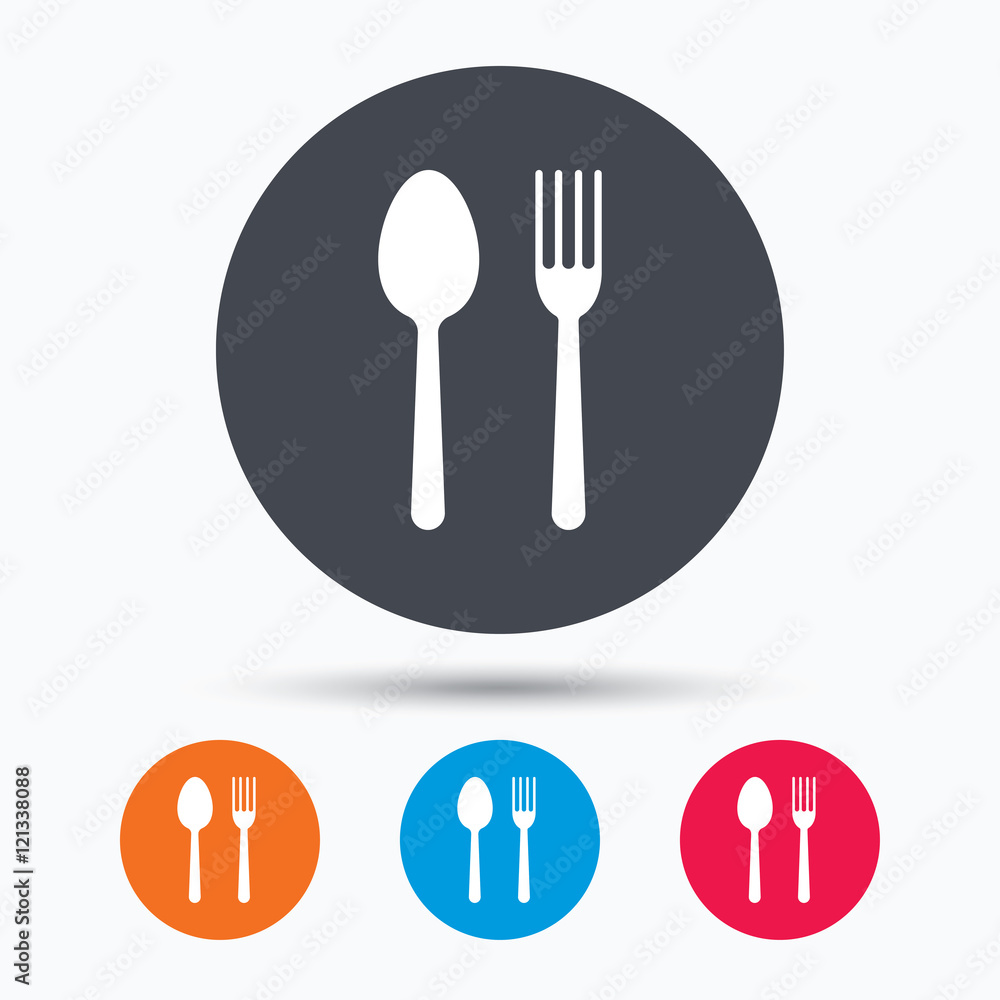 Food icons. Fork and spoon sign.