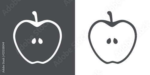 Icono plano mitad manzana gris