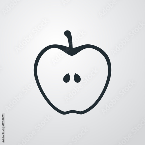 Icono plano mitad manzana sobre fondo degradado