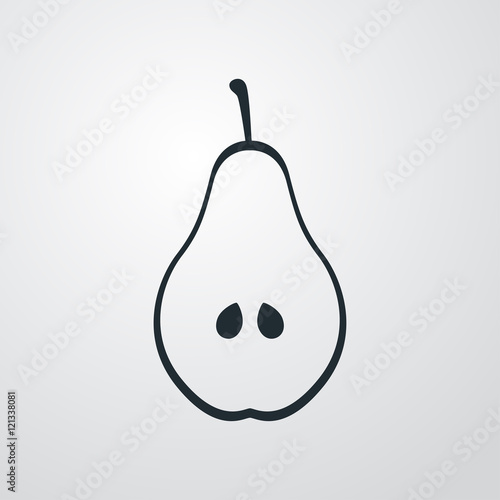 Icono plano mitad pera sobre fondo degradado