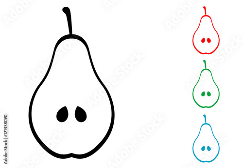 Icono plano mitad pera varios colores