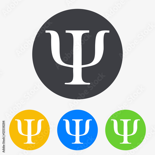 Icono plano texto Psi en circulo varios colores