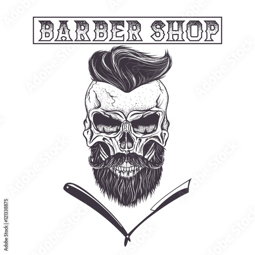 Skull of human with hairstyle