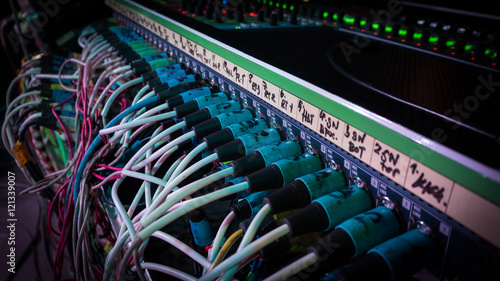 Audio wire cable plug on mixer