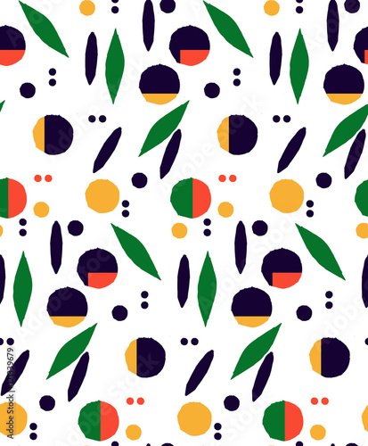 Ornamental, traditional, simple seamless pattern with dot. Cute print in scandinavian style.