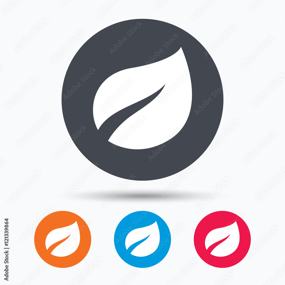 Leaf icon. Fresh organic product sign. Leaf icon. Fresh organic product sign.