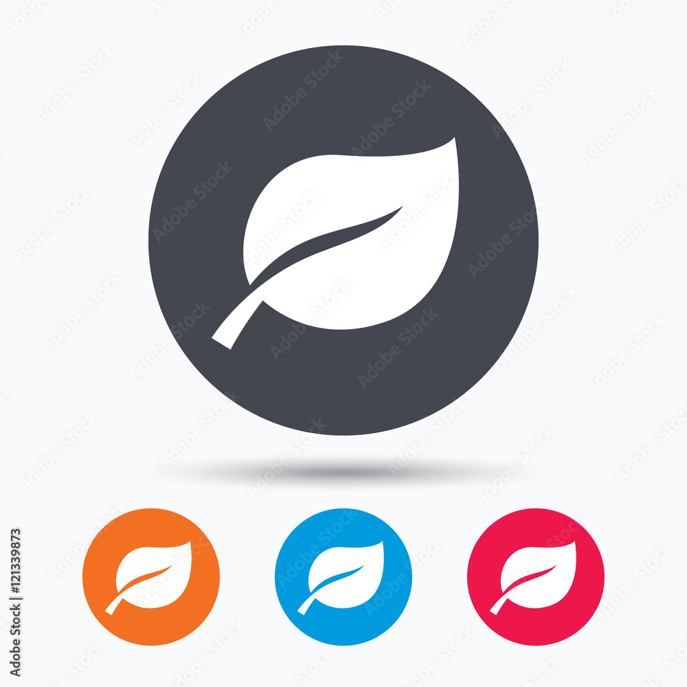 Leaf icon. Fresh organic product sign. Leaf icon. Fresh organic product sign.