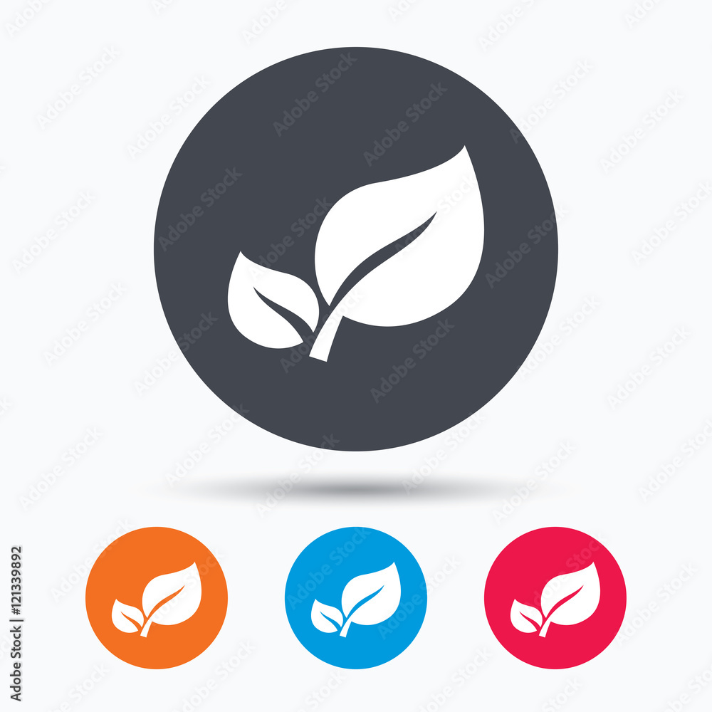 Leaf icon. Fresh organic product sign. Leaf icon. Fresh organic product sign.