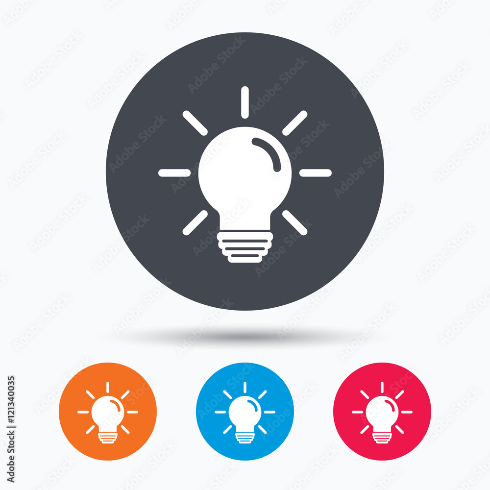 Light bulb icon. Lamp illumination sign. Light bulb icon. Lamp illumination sign.