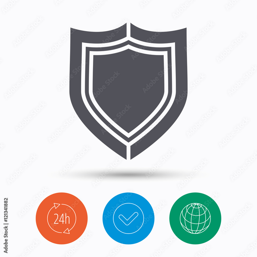Shield protection icon. Defense equipment sign. Shield protection icon. Defense equipment sign.
