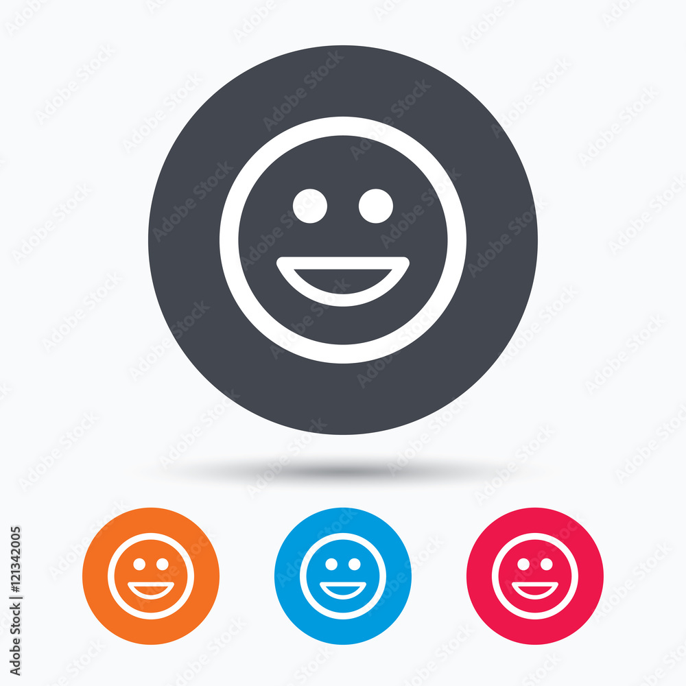 Fototapeta premium Happy smile icon. Smiley laugh emoticon sign.