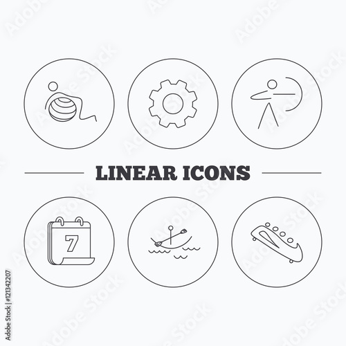 Gymnastics, boating and archery icons.