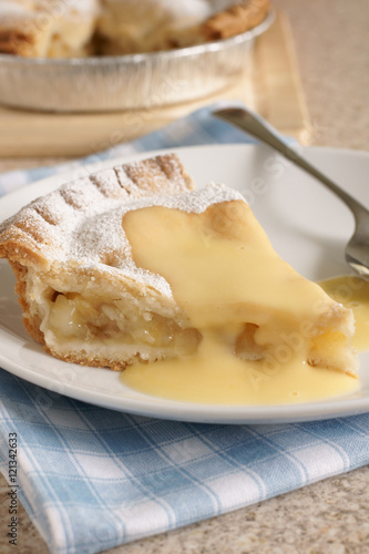 Apple pie and custard a traditional British dessert