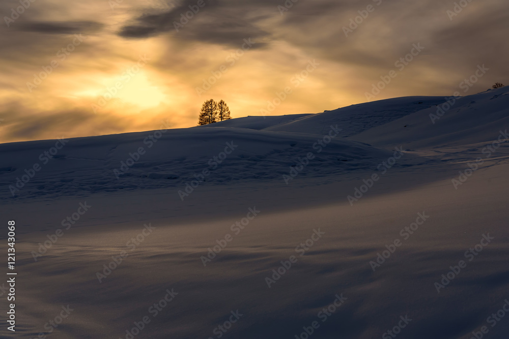 mountain sunset snow sun winter