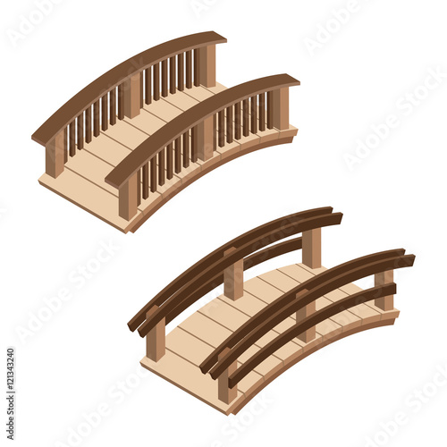 Isometric wooden bridges.