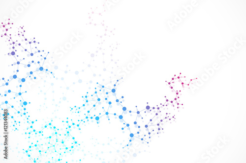Structure molecule and communication Dna, atom, neurons. Science concept for your design. Connected lines with dots. Medical, technology, chemistry, science background. Vector illustration.